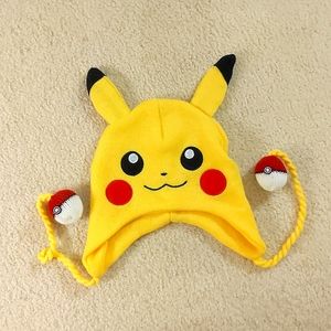 Pokemon Pikachu Knit Winter Beanie Hat Cap Tassels Earflap